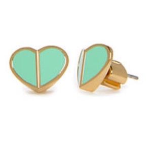 NWT Kate Spade New York Heritage Mint Heart Studs
